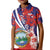 Costa Rica Kid Polo Shirt Coat of Arms Hibiscus Pattern - Wonder Print Shop