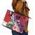 Costa Rica Leather Tote Bag Coat of Arms Hibiscus Pattern - Wonder Print Shop