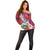 Costa Rica Off Shoulder Sweater Coat of Arms Hibiscus Pattern - Wonder Print Shop