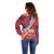 Costa Rica Off Shoulder Sweater Coat of Arms Hibiscus Pattern - Wonder Print Shop