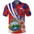 Costa Rica Polo Shirt Coat of Arms Hibiscus Pattern - Wonder Print Shop