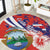 Costa Rica Round Carpet Coat of Arms Hibiscus Pattern