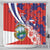 Costa Rica Shower Curtain Coat of Arms Hibiscus Pattern