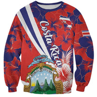 Red and navy sweatshirt with white stripe, hibiscus graphic, and Costa Rica coat of arms
