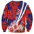 Costa Rica Sweatshirt Coat of Arms Hibiscus Pattern - Wonder Print Shop