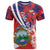 Costa Rica T Shirt Coat of Arms Hibiscus Pattern - Wonder Print Shop