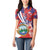 Costa Rica Women Polo Shirt Coat of Arms Hibiscus Pattern - Wonder Print Shop