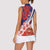 Costa Rica Women Sleeveless Polo Shirt Coat of Arms Hibiscus Pattern - Wonder Print Shop