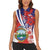 Costa Rica Women Sleeveless Polo Shirt Coat of Arms Hibiscus Pattern - Wonder Print Shop