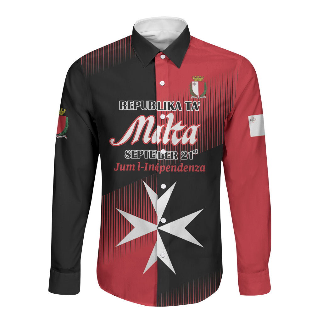 Personalised Malta Jum l-Indipendenza Long Sleeve Button Shirt September 21st