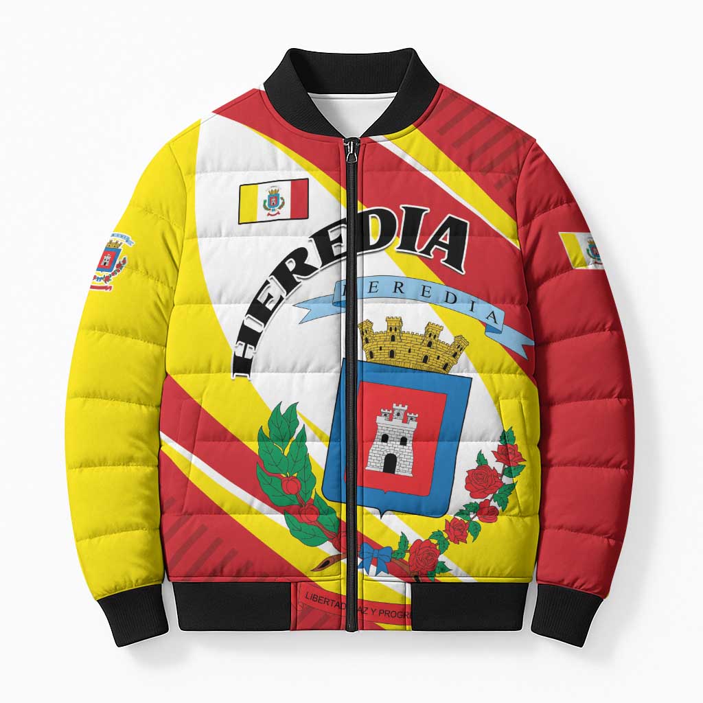 Personalized Costa Rica Heredia Province Bomber Puffer Jacket - Wonder Print Shop