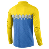 Ukraine Trident Symbol Button Sweatshirt Ukrainian Flag Inspired