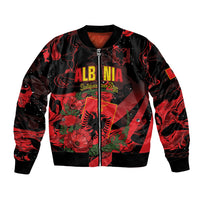 Personalised Albania Red Poppy Bomber Jacket Happy Independence Day