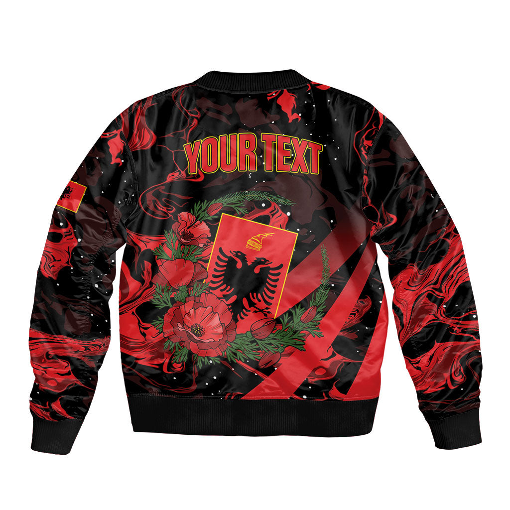Personalised Albania Red Poppy Bomber Jacket Happy Independence Day