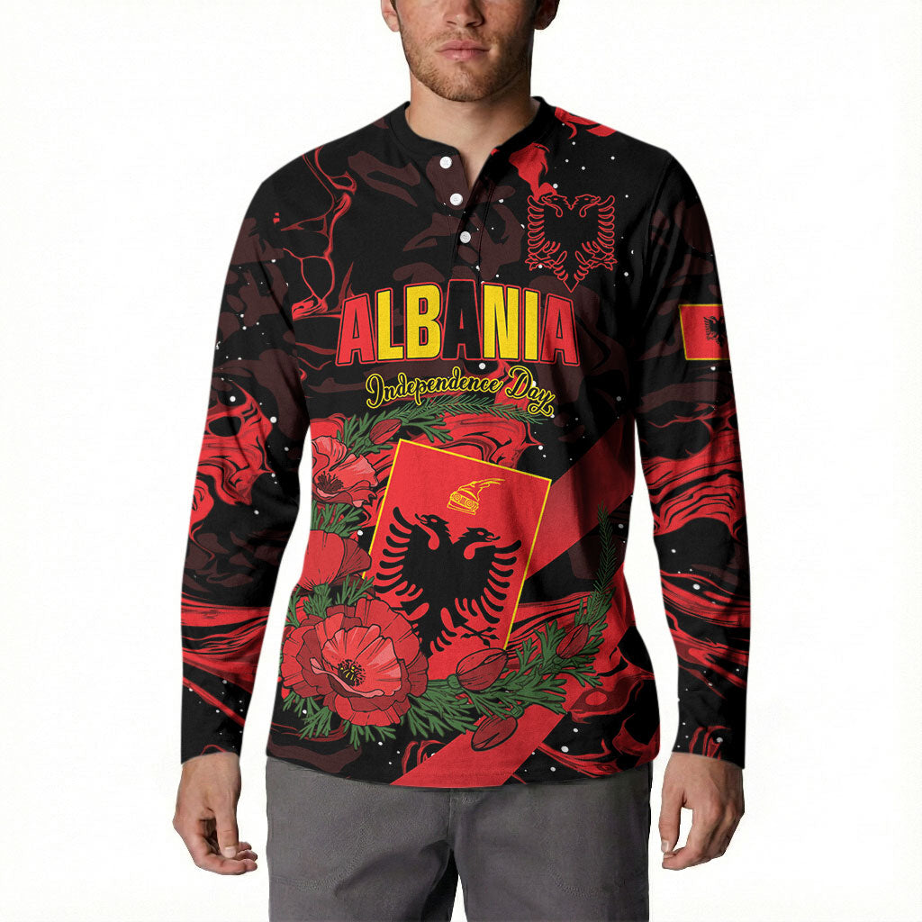 Personalised Albania Red Poppy Button Sweatshirt Happy Independence Day