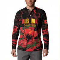 Personalised Albania Red Poppy Button Sweatshirt Happy Independence Day