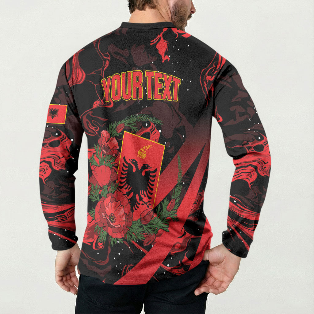 Personalised Albania Red Poppy Button Sweatshirt Happy Independence Day