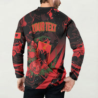 Personalised Albania Red Poppy Button Sweatshirt Happy Independence Day