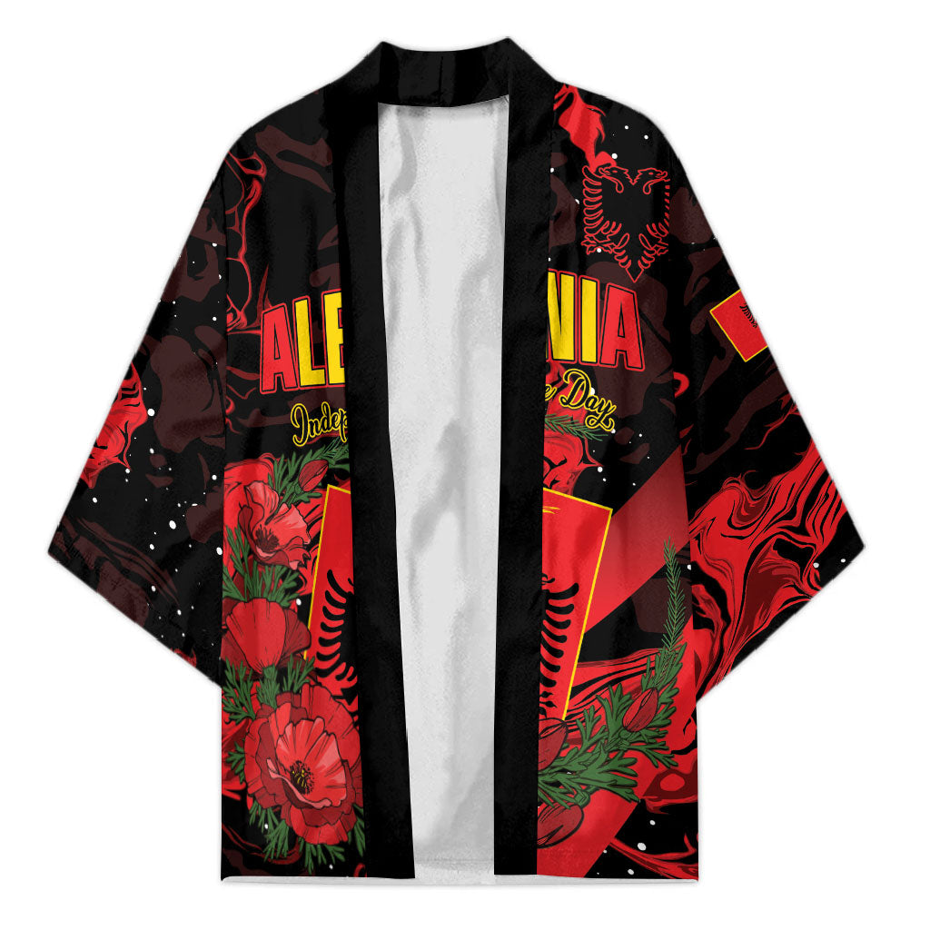 Personalised Albania Red Poppy Kimono Happy Independence Day