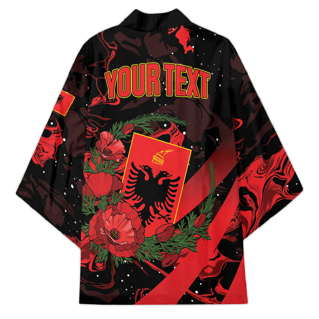 Personalised Albania Red Poppy Kimono Happy Independence Day