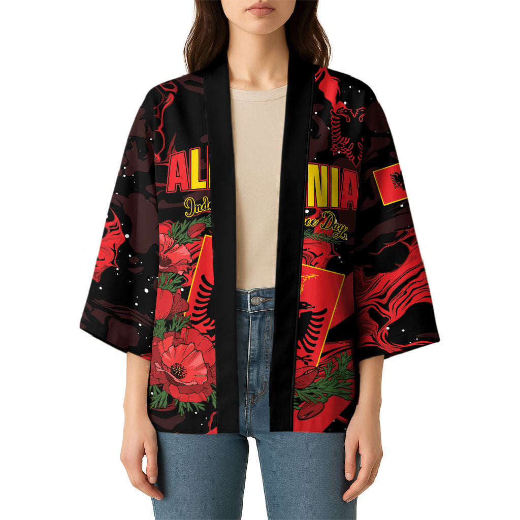 Personalised Albania Red Poppy Kimono Happy Independence Day