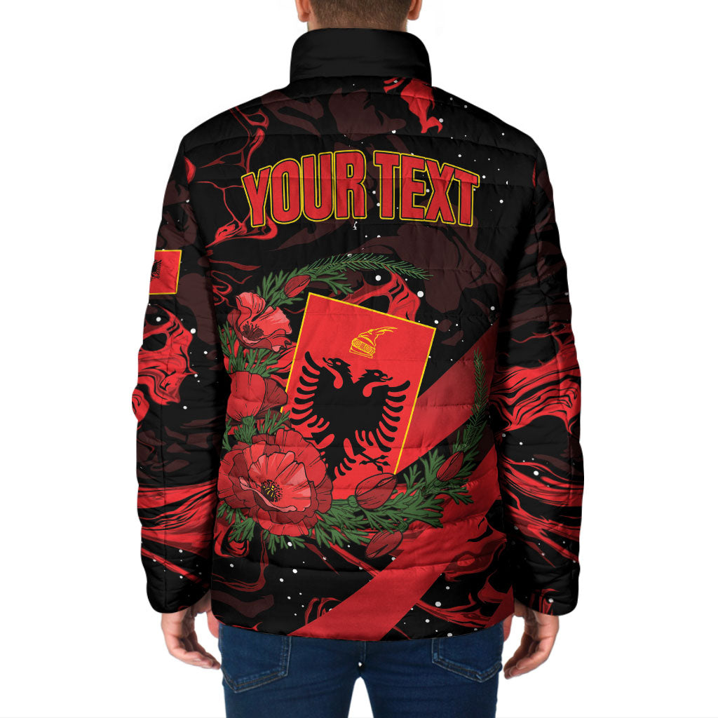 Personalised Albania Red Poppy Padded Jacket Happy Independence Day