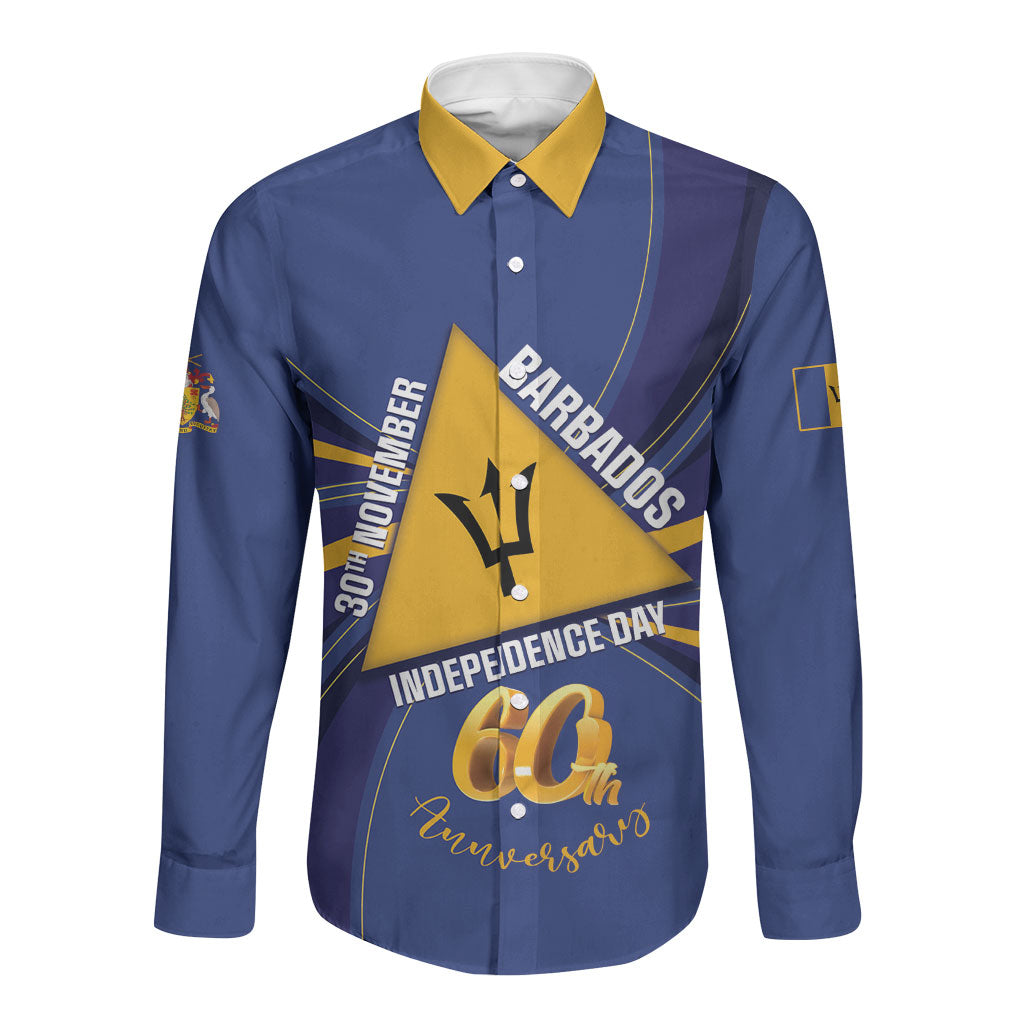 Barbados 60th Anniversary Long Sleeve Button Shirt Happy Independence Day