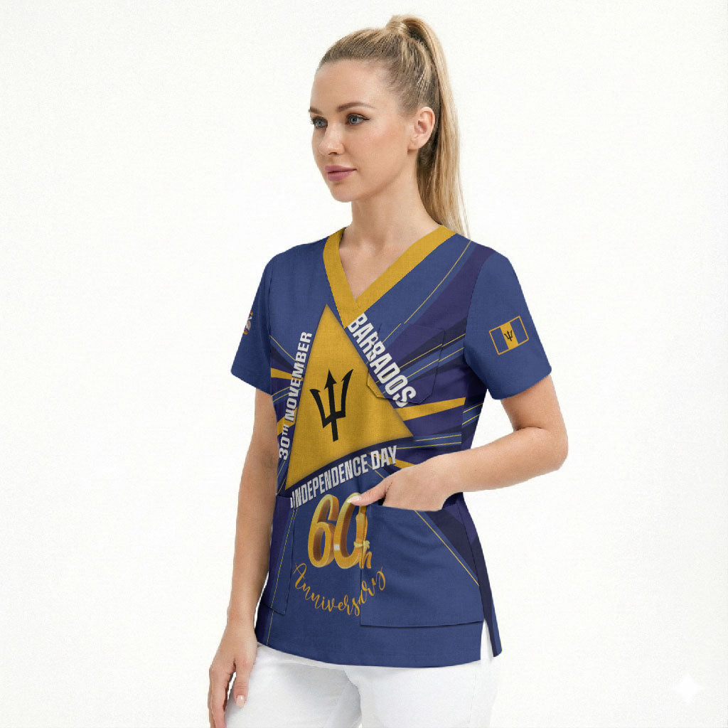 Barbados 60th Anniversary Scrub Top Happy Independence Day