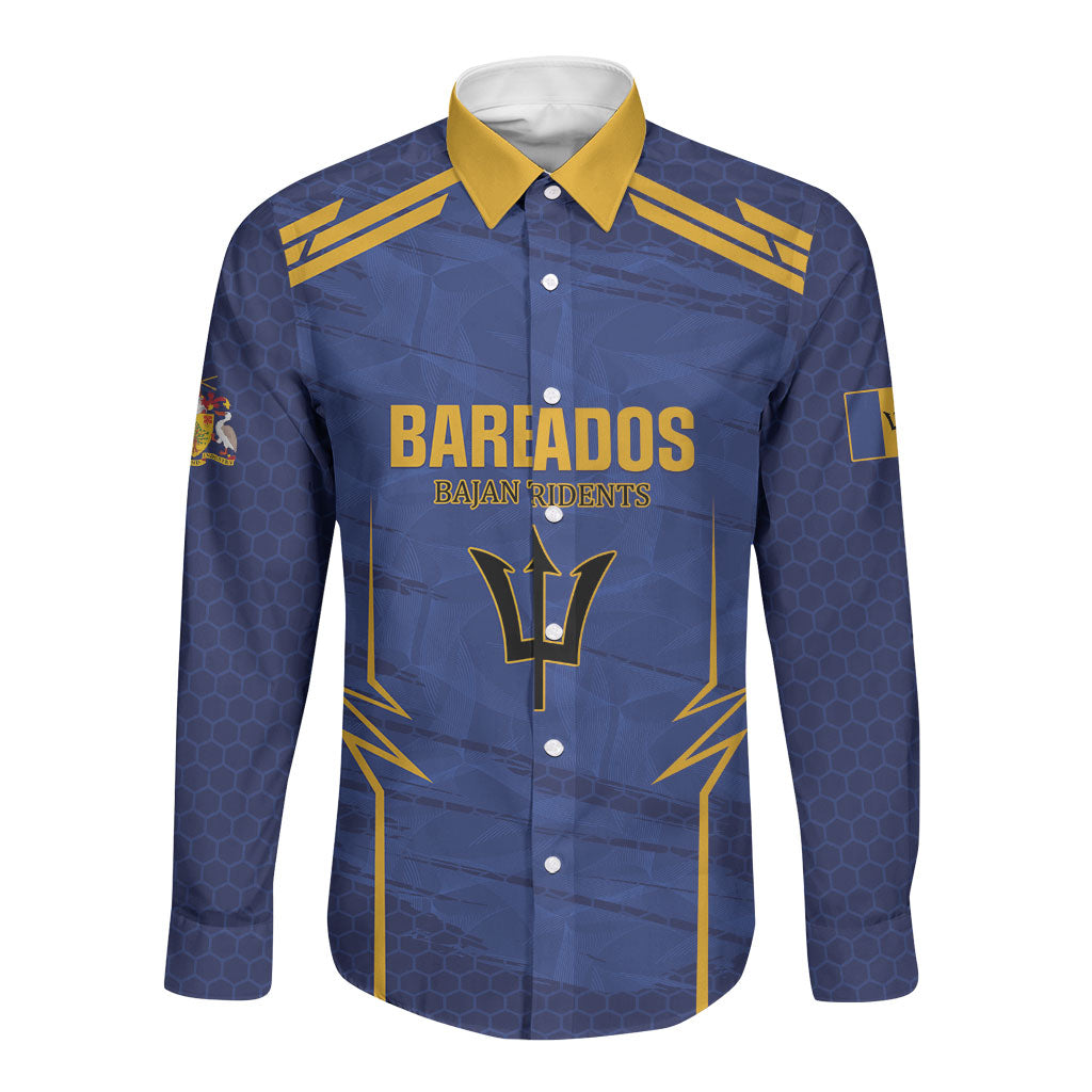 Custom Barbados 2026 Football Long Sleeve Button Shirt Bajan Tridents Go Champions