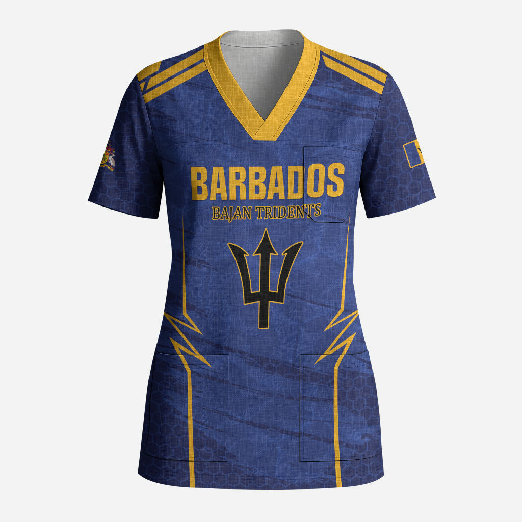 Custom Barbados 2026 Football Scrub Top Bajan Tridents Go Champions