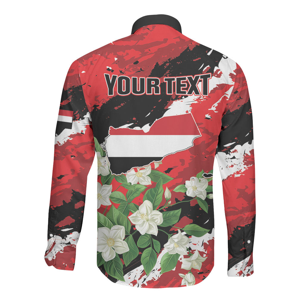 Personalized Yemen Jasmine Long Sleeve Button Shirt Happy Independence Day