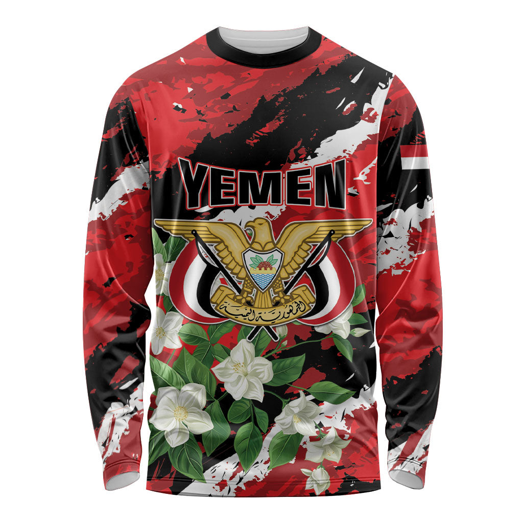 Personalized Yemen Jasmine Long Sleeve Shirt Happy Independence Day