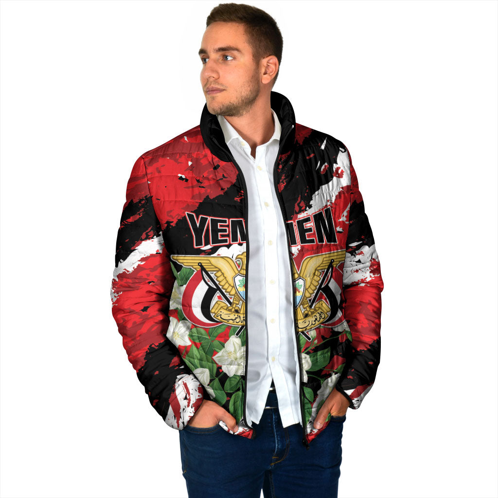 Personalized Yemen Jasmine Padded Jacket Happy Independence Day