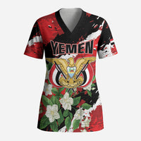 Personalized Yemen Jasmine Scrub Top Happy Independence Day
