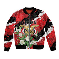 Personalized Yemen Jasmine Sleeve Zip Bomber Jacket Happy Independence Day