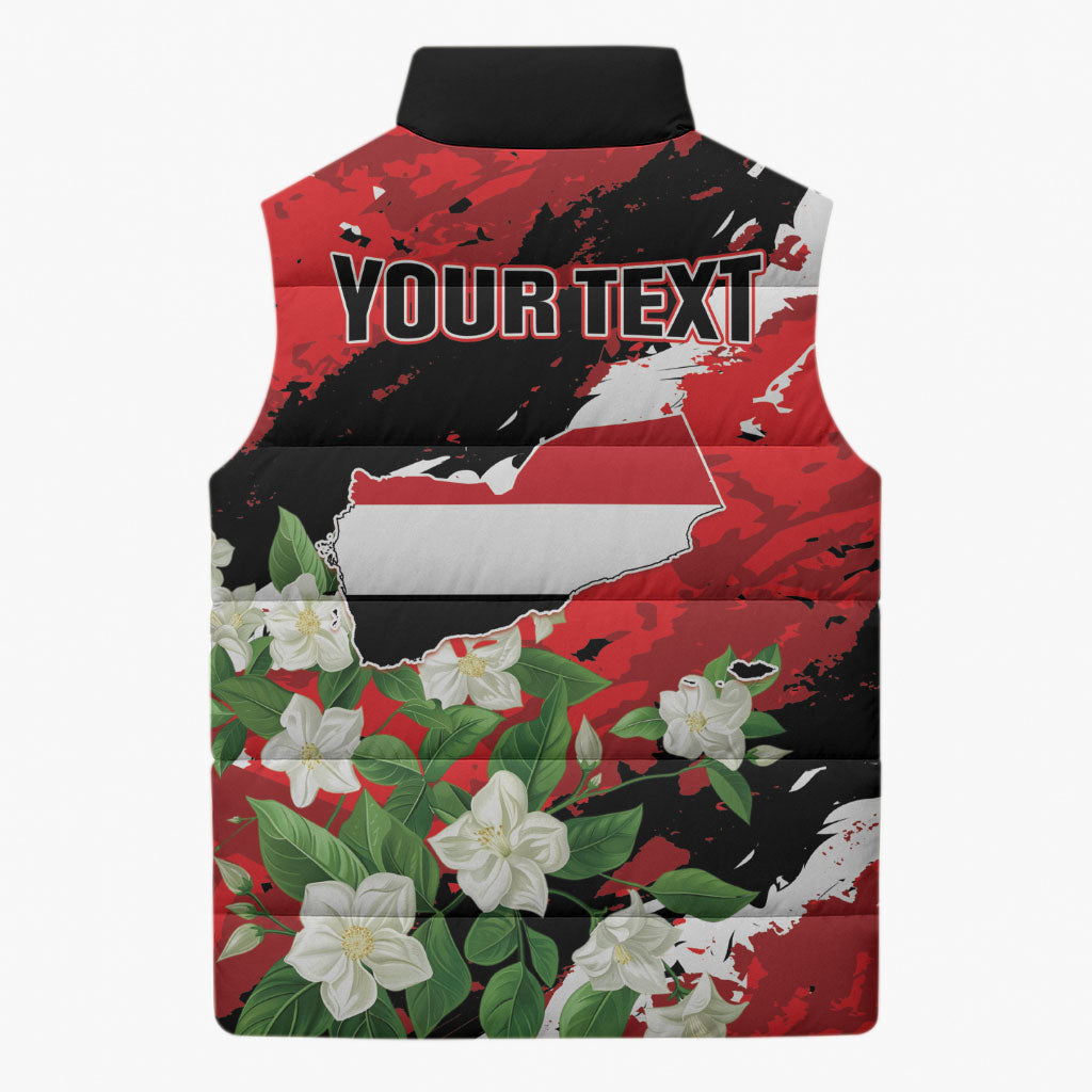 Personalized Yemen Jasmine Sleeveless Puffer Jacket Happy Independence Day