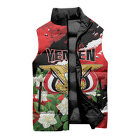 Personalized Yemen Jasmine Sleeveless Puffer Jacket Happy Independence Day