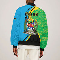 Personalized Tanzania African Pattern Sleeve Zip Bomber Jacket Happy Independence Day