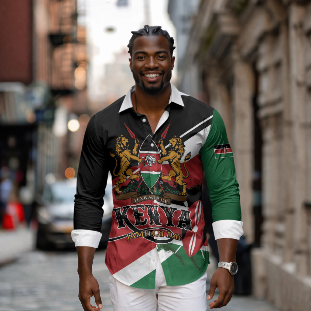 Personalized Kenya Long Sleeve Button Shirt Happy Jamhuri Day