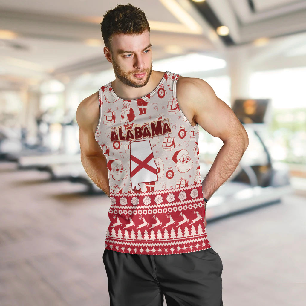 Custom Alabama Christmas Men Tank Top Santa Claus Xmas Pattern - Wonder Print Shop