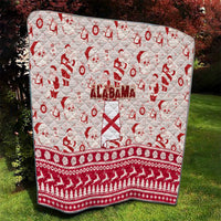 Alabama Christmas quilt showing Santa print and Alabama text with red and white hem border