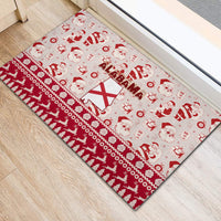 Christmas rubber doormat with Alabama flag center and Santa border