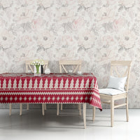Red Christmas tablecloth with triangle and star band border