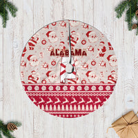 Alabama Christmas tree skirt, red and white Santa and gift pattern, scalloped top edge