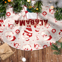 Alabama Christmas tree skirt with red and white Santa, gifts, and 'ALABAMA' motif