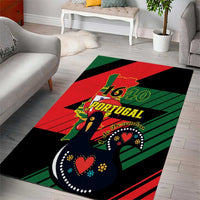 Black rectangular area rug with Portugal 1640 Independence Day design