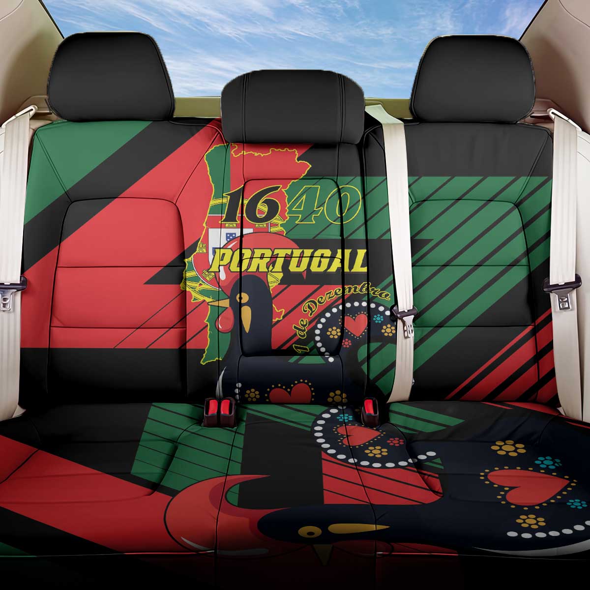 Personalized Portugal 1640 Back Car Seat Cover 1 De Dezembro Independence Day - Wonder Print Shop