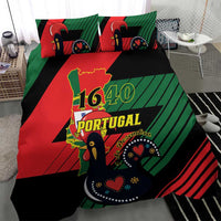 Duvet cover bedding set with red green black Portugal 1640 center logo and two pillows