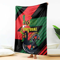 Portugal flag-themed personalized blanket, black red and green with 1640 and bird graphic
