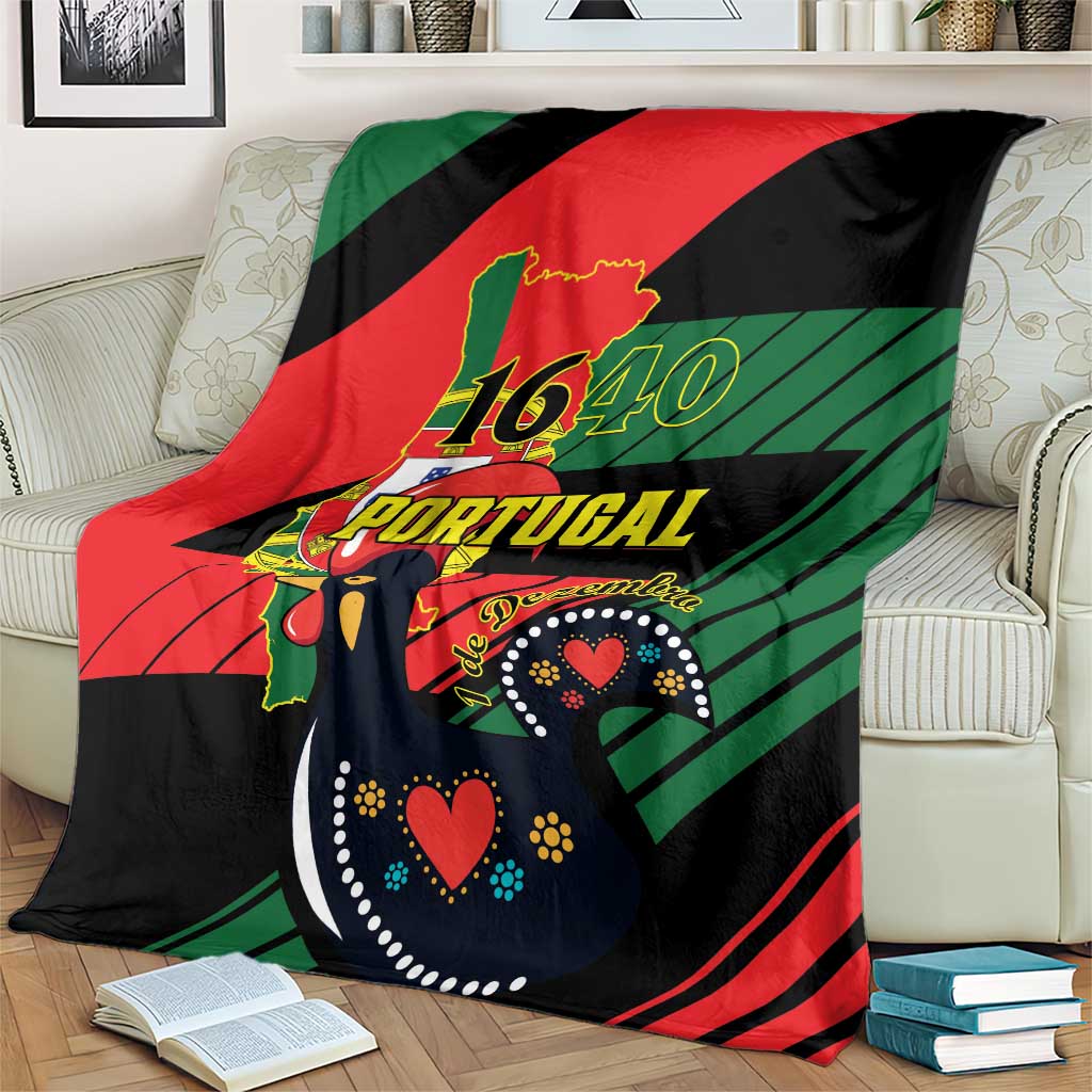 Portugal independence-themed blanket, black red green design with 1640 and Portugal text